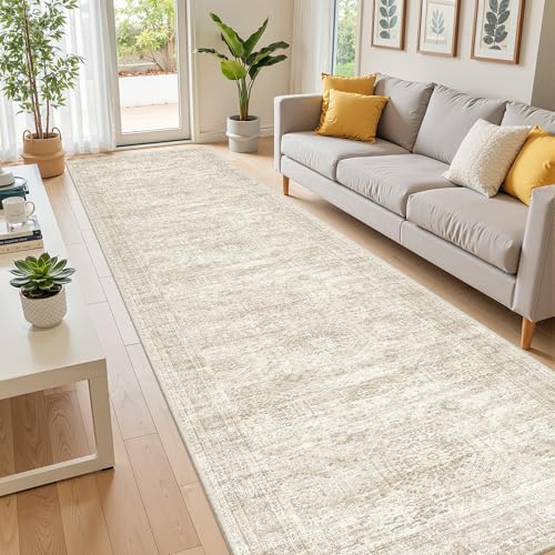 2'6 x 10' Runner Rug Non Slip,Washable Kitchen Rugs,Beige - color: Beige/Ivory, size: 2'6" x 10' (Runner)