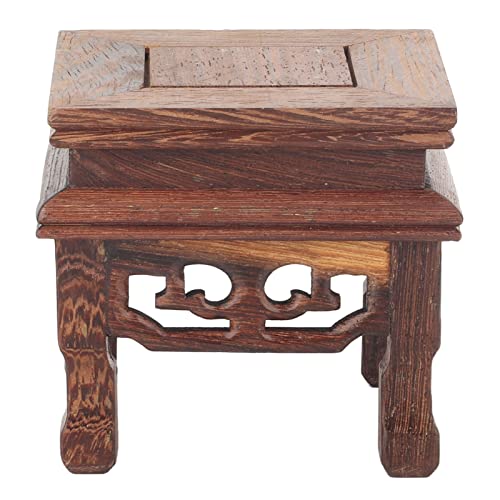 Yosoo Health Gear Wood Display Stand Base Small Tabletop Teapot Display Stand, Wood Carved Pedestal Oriental Home Decoration for Vase Flower Pots Teapot Fishbowl Table Lamp