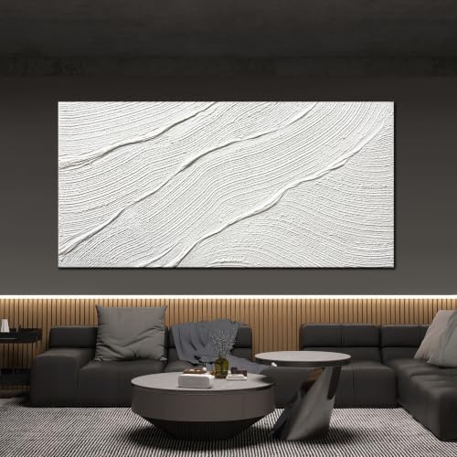 Tarfupth Large Abstract Canvas Wall Art for Living Room White Minimalist Textured Painting Hand Painted Modern Neutral Artwork for Bedroom Office Decor 35"x71" - color: white, size: 35"L x 71"W