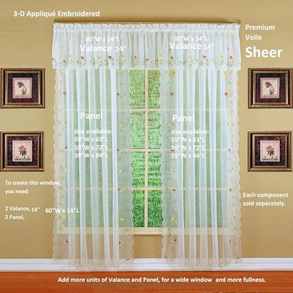 Today's Curtain,Vineyard 3-D Appliqué,Panel 84", Ecru, 59" W x 84" L - color: Ecru, size: 59"W x 84"L (Pack of 1)