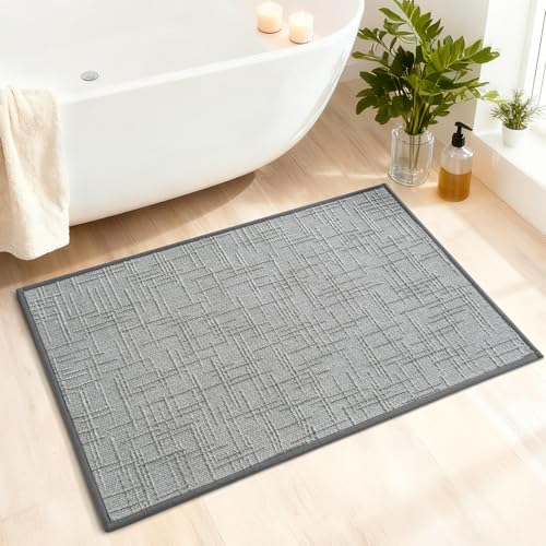 Bath Mat Non Slip,Quick Dry Bathroom Rug Under Door,16"x24",Grey - color: A- Grey, size: 16"x24"