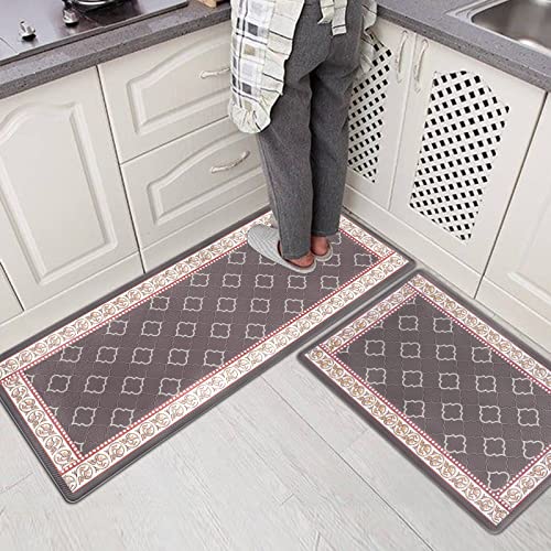 Kitchen Floor Mat Set of 2, Anti Fatigue Kitchen Mat 20"x32"+20"x59" - color: Coffee, size: 20"x32"+20"x59"