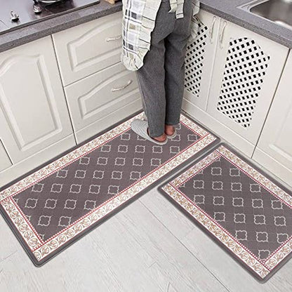 Kitchen Floor Mat Set of 2, Anti Fatigue Kitchen Mat 20"x32"+20"x59" - color: Coffee, size: 20"x32"+20"x59"