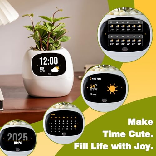 PLANTSIO Smart Plant Pot with Screen, 80ml Self-Watering Planter White - color: White