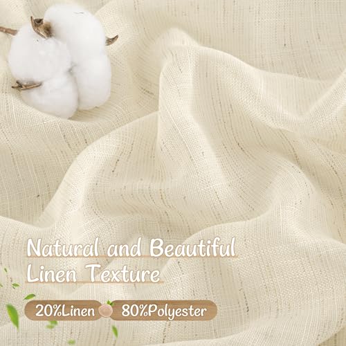 LAMIT Beige Sheer Linen Cafe Curtains 30 Inch Length 2 Panels for Windows - color: Beige, size: 34"W x 30"L (Pack of 2)