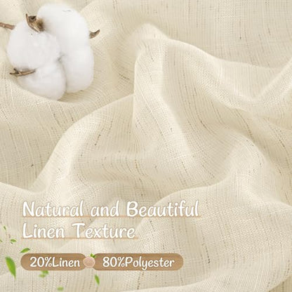 LAMIT Beige Sheer Linen Cafe Curtains 30 Inch Length 2 Panels for Windows - color: Beige, size: 34"W x 30"L (Pack of 2)