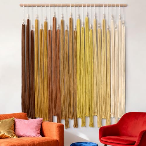 Macrame Wall Hanging Large Boho Home Decor Aesthetic Modern Chic Wall Art - color: Yellow