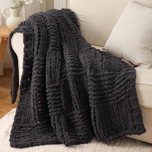 Dark Grey Throw Blanket for Couch, 50"x60" - color: Charcoal