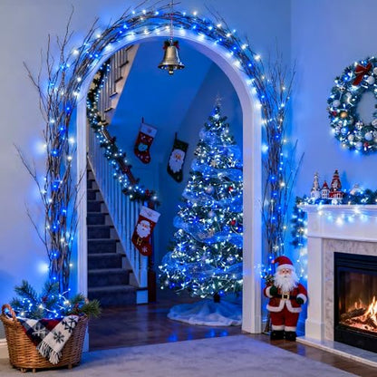 JMEXSUSS Connectable 100 LED Blue and White Christmas Lights with 8 Modes - color: Blue White, size: 100 LED