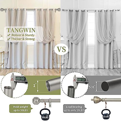 TANGWIN Farmhouse Curtain Rod Adjustable,Heavy Duty Boho,18-45,Silver,2Pack - color: Antique Silver, size: 18-45" & 2pack