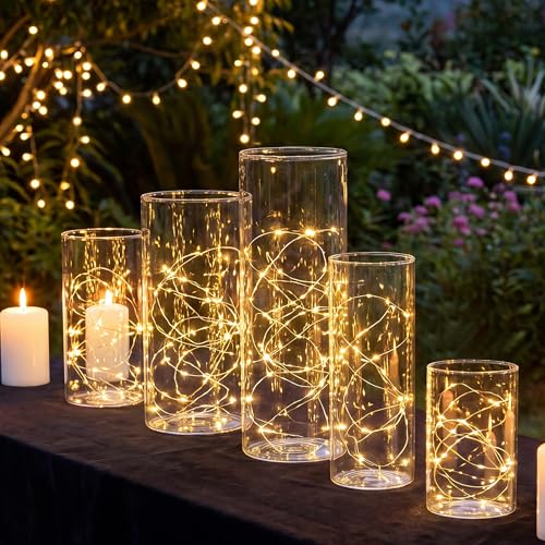 Glass Cylinder Hurricane Tall Clear Vase Flower Vases for Centerpieces,30pc