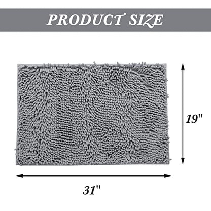 Non-Slip Bath Rug,Extra Soft Microfiber Bedroom Shag Carpet with Anti-Slip Backing,Water/Dust Absorbent Fast Dry Shower Mat,Sound Insulated Stairs Pad,Machine Washable (Dark Grey,19 x 31 Inches) - color: Darkgrey, size: 19"x31"