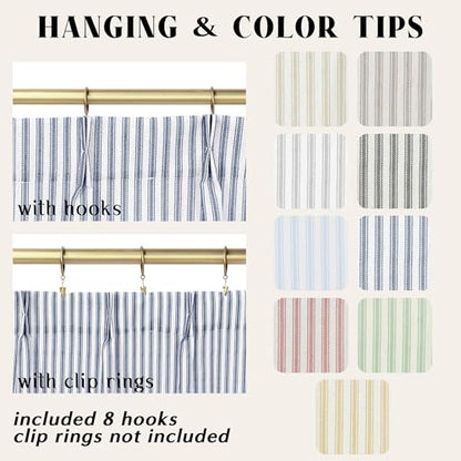 Lino Rosa Small Window Curtains for Bathroom,Navy Blue and White,18 Inch Length - color: Navy Blue, size: 24"W x 18"L (Pack of 2)