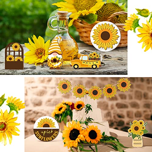 12 Pcs Sunflower Tiered Tray Decor Set Summer Rustic - style: Sunflower