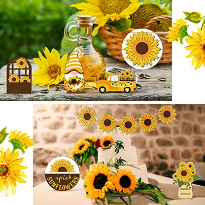 12 Pcs Sunflower Tiered Tray Decor Set Summer Rustic - style: Sunflower