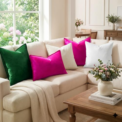GIGIZAZA Green Velvet Lumbar Throw Pillow Covers 12x20 Inch Pack of 2 - color: Green, size: 20" x 12" (Pack of 2)