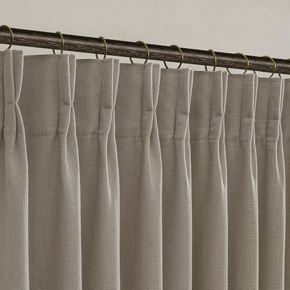 Pinch Pleated Taupe Linen Semi Sheer Curtains 84 Inches Long 2 Panels Set - color: Burlywood Birch, size: 50"W x 84"L (Pack of 2)