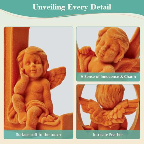 4 Sets Cupid Statue Soft Velvet Finish Wedding Gift, Orange - color: Cupid-orange