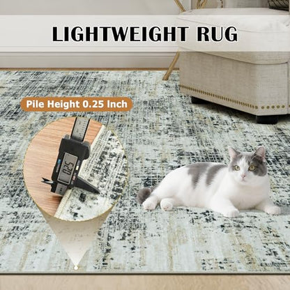 8x10 Washable Area Rug for Living Room Bedroom: Non-Slip Modern Black Gray - color: Black Gray/Gold, size: 8' x 10' (Rectangular)