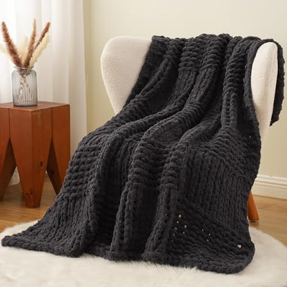 Dark Grey Throw Blanket for Couch, 50"x60" - color: Charcoal