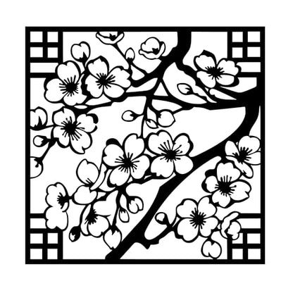 Metal Wall Decor | 17'' x 17'' x 0.05'' Cherry Blossom Art Themed Wall Decorations | Handmade Indoor and Outdoor Wall Art (17'' x 17'', Cherry Blossoms, Black) - size: 17'' x 17'', style: Cherry Blossoms
