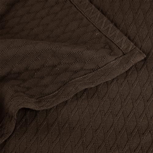Superior Cotton Blanket, Lightweight, Breathable Bedding, Throw, Chocolate - color: Chocolate, size: Throw