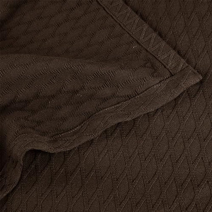 Superior Cotton Blanket, Lightweight, Breathable Bedding, Throw, Chocolate - color: Chocolate, size: Throw