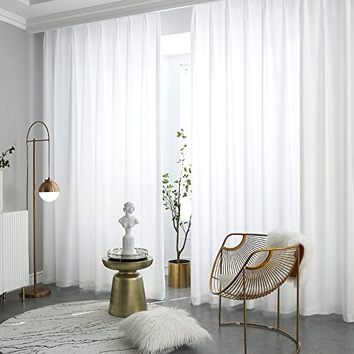 White Pinch Pleated Window Sheer Curtains 84 Inches Long 2 Panels, Luxury Velvet Soft Touch Opaque Privacy, Gently Filter Light But Not-See-Through Window Sheer Panels Drapes, 42" W x 84" L x2 - color: White, size: 42"W x 84"L (Pack of 2)