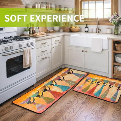 Classic Kitchen Mats for Floor, 2-Piece Non-Slip Kitchen Rugs - color: Exotic Art