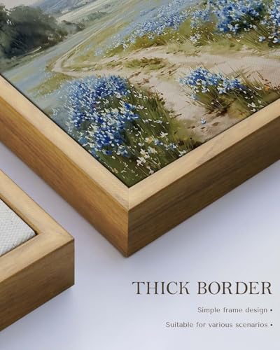 WHASAYART Framed Pastoral Landscape Oil Painting Wall Art 12"x16" - color: Blue Wildflower, size: 16"L x 12"W