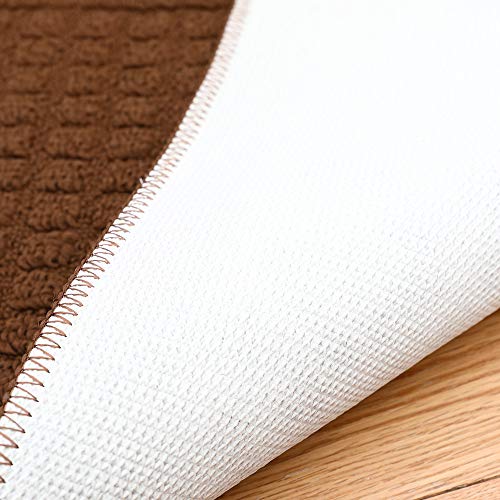 COSY HOMEER 32x20 Half Round Kitchen Rug,Non Slip Washable Mat,Brown 1PC - color: Brown, size: 1'8" x 2'8" (Semicircular)