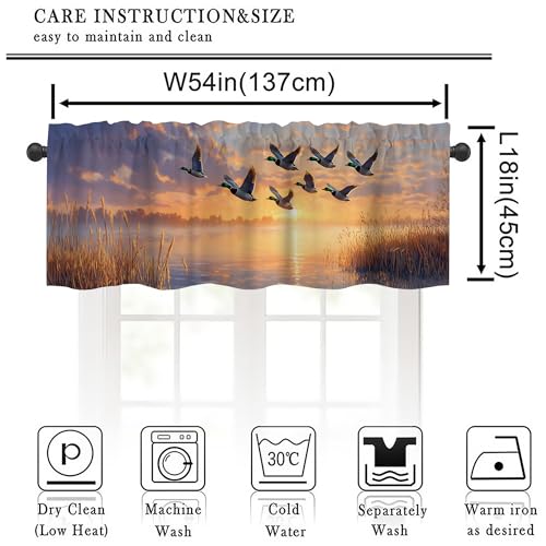 Mallard Duck Valance Curtains,Rod Pocket Valances for Windows,Small Window Treatment Valances for Kitchen,Living Room,Bedroom,Bathroom,Home Decor,18x54 Inch,1 Panel,Rustic Reed Pond Scenery - color: Mallard Duck01, size: 54"W x 18"L (Pack of 1)