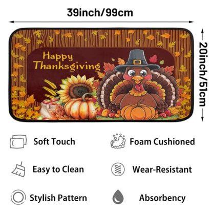 Thanksgiving Kitchen Rug Non-Slip Indoor Carpet Absorbent Welcome Mat - color: B:b-18