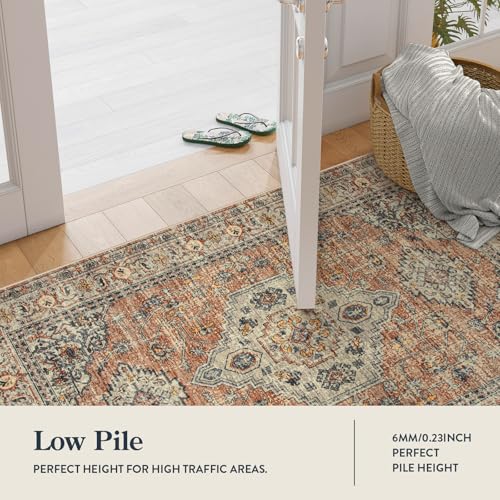 Lahome Oriental Washable Rugs 8x10, Soft 8x10 Rugs for Living Room Bedroom - color: Terracotta, size: 8' x 10' (Rectangular)