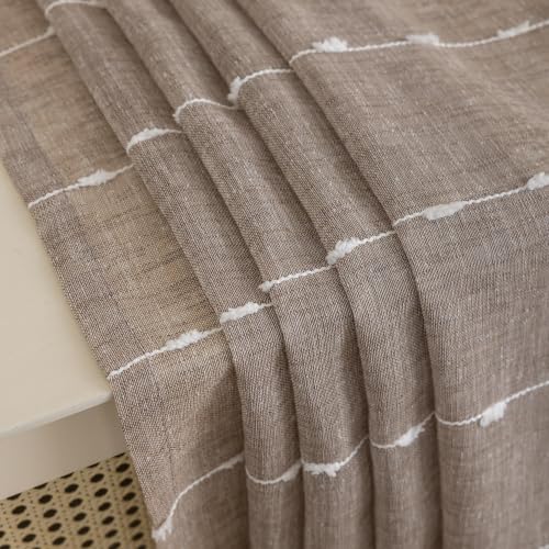 Taupe Sheer Curtains 96 Inches for Living Room Faux Linen 2 Panels - color: Taupe, size: 52"W x 96"L (Pack of 2)