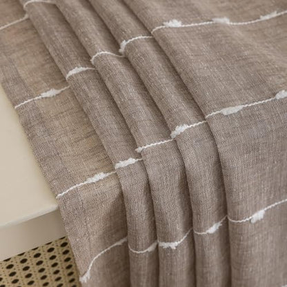 Taupe Sheer Curtains 96 Inches for Living Room Faux Linen 2 Panels - color: Taupe, size: 52"W x 96"L (Pack of 2)