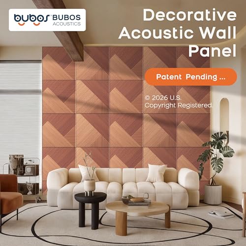 BUBOS 6-Pack Acoustic Panels, Wood Grain Sound Absorbing Panels, 23.6x23.6 - color: Deep Diamond Weave, size: 72 * 48 Inches