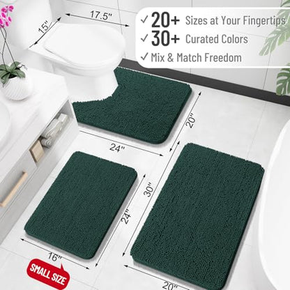 OLANLY Toilet Rugs U-Shaped 20x20, Soft Absorbent Chenille Contour Rugs - color: Blackish Green, size: 20" X 20" Contour Rug