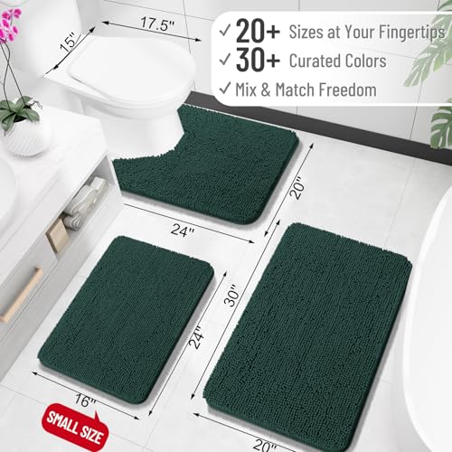 OLANLY Toilet Rugs U-Shaped 20x20, Soft Absorbent Chenille Contour Rugs - color: Blackish Green, size: 20" X 20" Contour Rug