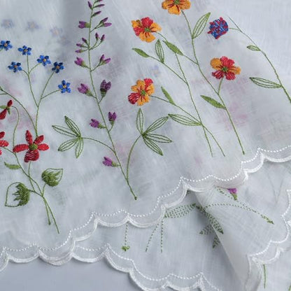 027 2 Pack Floral Embroidery Pastoral Style Valance, White Sheer Flowers Valances,Window Treatment for Kitchen,W60XL18 inch (Wild Flower) - size: 60"W x 18"L (Pack of 2)