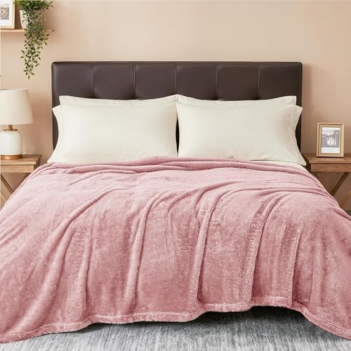 Exclusivo Mezcla Fuzzy Plush Fleece Bed Blanket Queen Size, Dusty Pink - color: Dusty Pink, size: 90x90 IN