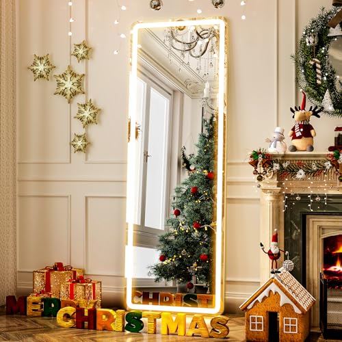GLSLAND LED Mirror Full Length Standing, 64"x21" Full Body Floor Mirror - color: Rectangle, size: 64"L x 21"W