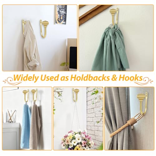 USFOOK Gold Curtain Holdbacks, Decorative Drapery Tiebacks, 2 Pack/1 Pair - color: Gold