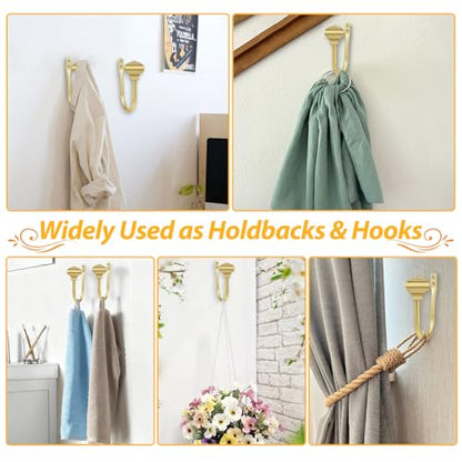 USFOOK Gold Curtain Holdbacks, Decorative Drapery Tiebacks, 2 Pack/1 Pair - color: Gold