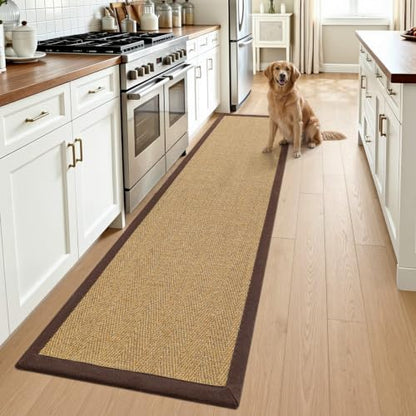 DEXI Jute Runner Rug 2'8''x12', Rug Runners for Hallways, Natural/Brown - color: Natural/Brown, size: 2'8" x 12' (Runner)