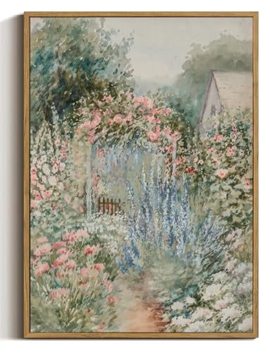 French Country Garden Canvas Wall Art 8x10 inch - color: Fence Garden, size: 8"x10" Natural
