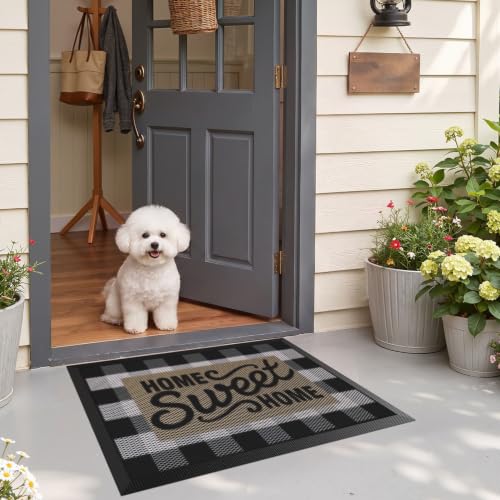 LUMI Outside Welcome Door Mat 17x30, Non-Slip Durable Rubber Easy Clean - color: Sweet Home, size: 17"x30"