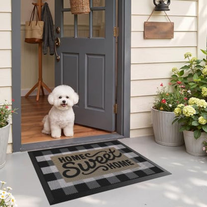 LUMI Outside Welcome Door Mat 17x30, Non-Slip Durable Rubber Easy Clean - color: Sweet Home, size: 17"x30"