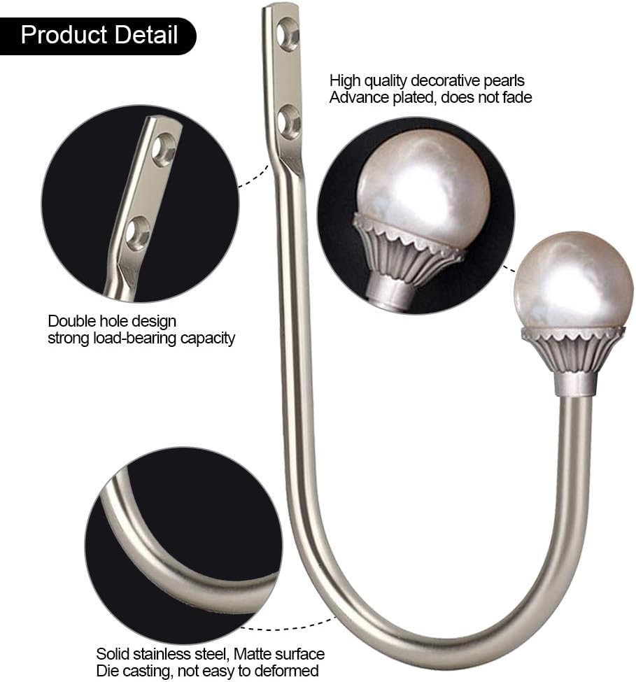 COCIVIVRE 2 Pack Curtain Holdbacks Wall Mounted Curtain Tiebacks Hooks - color: Silver, size: 2 Pack
