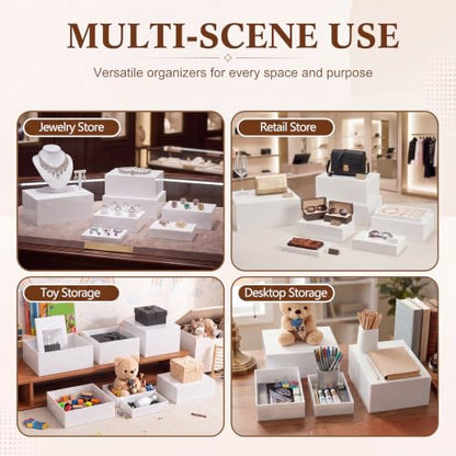 Leinuosen 7 Pcs Large Acrylic Buffet Risers, 8-14" Rectangle, White - color: White, size: 8" to 14", style: Rectangle